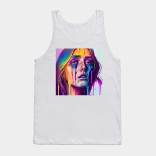 What are you looking at? - Emotionally Fluid Collection - Psychedelic Paint Drip Portraits Tank Top